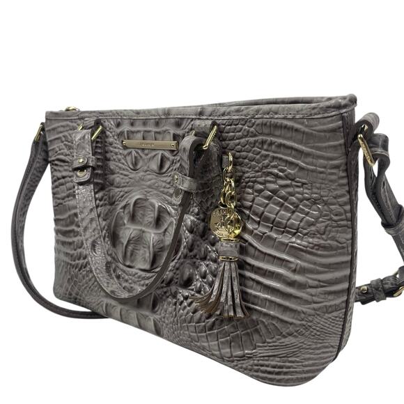 Brahmin Mini Asher Tote Satchel Bag Melbourne Gray Croc Embossed - Picture 5 of 13